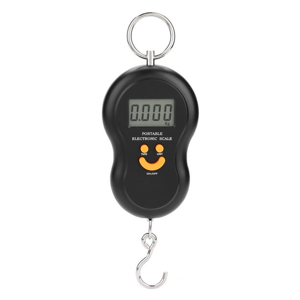 Báscula colgante Digital eléctrica de plástico portátil con herramienta de gancho para equipaje de pesca (negro)