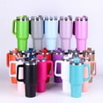 thumbnail image 1 of Botella de agua de gran capacidad de 40 oz con asa y tapa con pajita, aislante, reutilizable, de acero inoxidable, taza de viaje, color rosa, novedad de 2024, 1 of 11