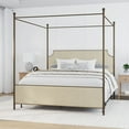 thumbnail image 6 of Hillsdale Furniture McArthur Metal Upholstered Canopy King Bed, Bronze with Linen, 6 of 12