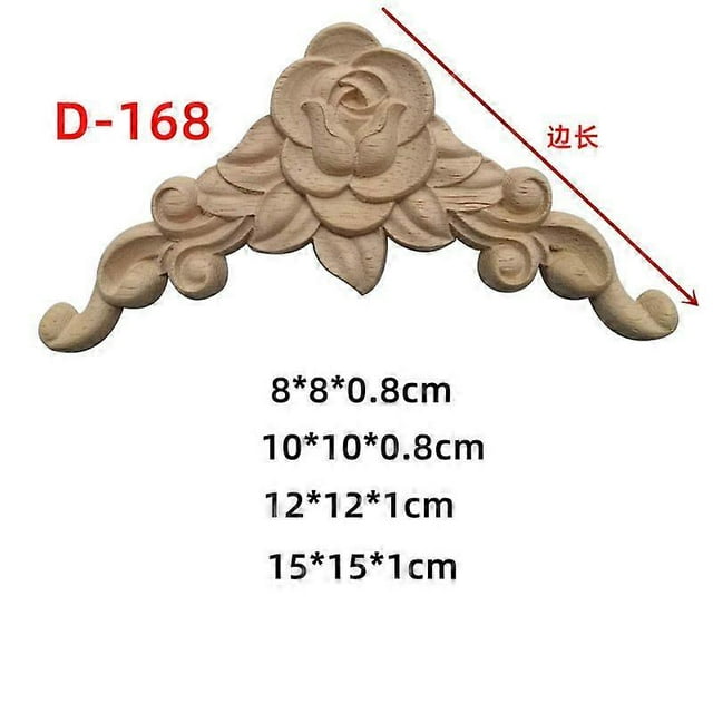 4PCS Wood Applique Onlay: Decorative Wood Applique DIY Wooden Carved Corner Unpainted Carving Decal for Furniture Wall Cupboard Bed Cabinet