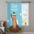 thumbnail image 4 of Happy Groundhog Day Sheer Curtains 108" Extra Long, Cartoon Ground Hog Hole Blue Sky Country Light Filering Curtains, Privacy Drapes Simi Floor to Veiling Curtain for Living Room Window Treatment, 4 of 9