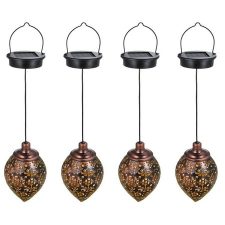 

Hanging Solar Led Lights - Outdoor Garden Solar Lantern Metal Decorative Lamp Holiday Outdoor Halloween Christmas Decorations 4Pack