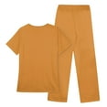 thumbnail image 4 of JGNGSHN Scrub Sets for Woman Solid Color V-Neck Short Sleeve Long Pants Nurse Uniform with Pock Orange L, 4 of 6