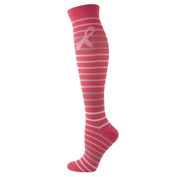 GATXVG Breast Cancer Awareness Pink Ribbon Socks for Women Men Knee High Cotton Socks Outdoor Athletic Sport Walk Socks Casual Stripes Tube Socks Festival Gifts Socks