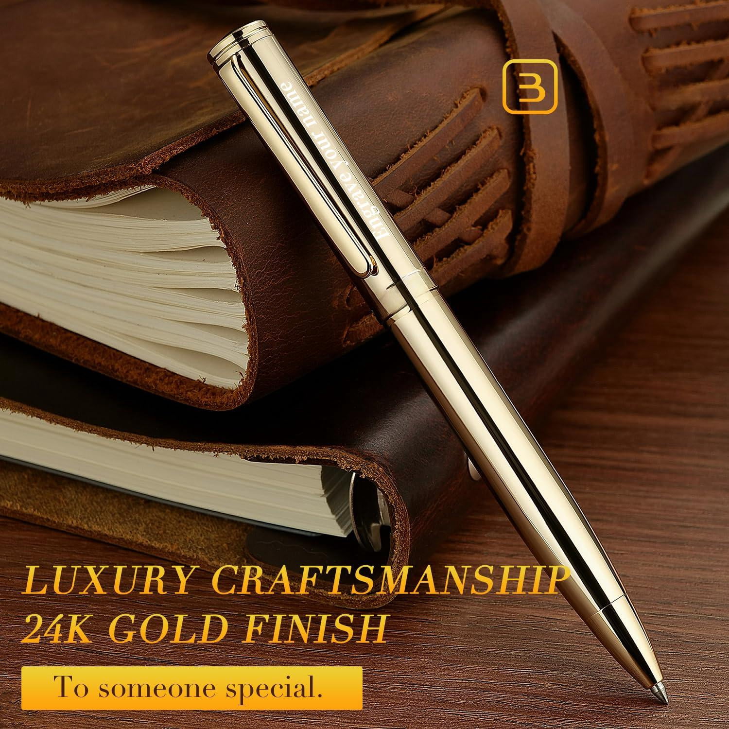 Personalized Gel Pen  Stunning Luxury Pens With Finish Black Ink Refill Executive Gift Set For Family & Friends Writing Fancy Office Retractable Graduation Nice Designer