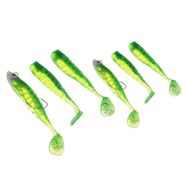 Señuelos de pesca de sábalo de 6 uds., cebo de pescado de plástico suave, cabeza de plantilla, LY1-01 Baoblaze Señuelo de pesca de sábalo