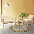 thumbnail image 3 of Gymax Modern Living Room Sofa Set w/ Loveseat Sofa Couch & Accent Armchair Yellow Floral, 3 of 10