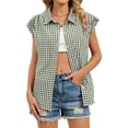 thumbnail image 5 of WHEANG Womens Button Down Shirts Cotton Sleeveless Blouses 2026 Summer V Neck Basic Casual Loose Fit Tank Blouse Tops for Women Fashion Sleeveless Tops for Women Green 2XL, 5 of 5