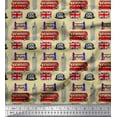 thumbnail image 1 of Soimoi Beige Viscose Chiffon Fabric London Theme Architectural Printed Craft Fabric by the Yard 42 Inch Wide, 1 of 3