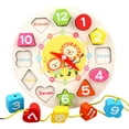 thumbnail image 2 of DYTTDG Reloj digital de madera Reloj despertador para niños Bloques de construcción con cuentas Rompecabezas tridimensional Juguete de combinación de formas Regalo de Navidad, 2 of 5