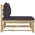 thumbnail image 2 of vidaXL Garden Middle Sofa with Dark Grey Cushions Bamboo, 2 of 4