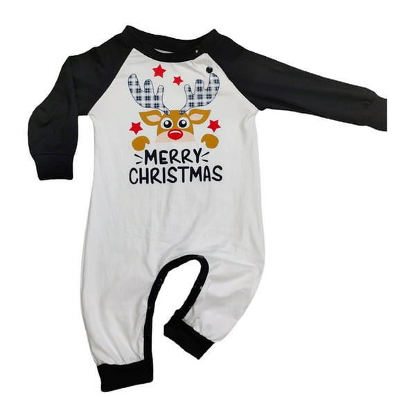 Matching Family Pajamas Sets Christmas PJ's Deer Print Top and Plaid Pants Bottom Sleepwear
