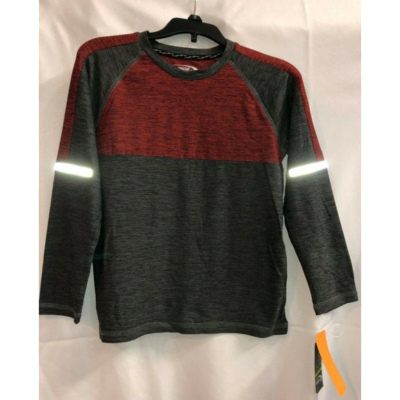 MTA Sport Active Long-sleeve Shirt Boys Sz M 8 Maroon & Gray Brand New Fast Dri