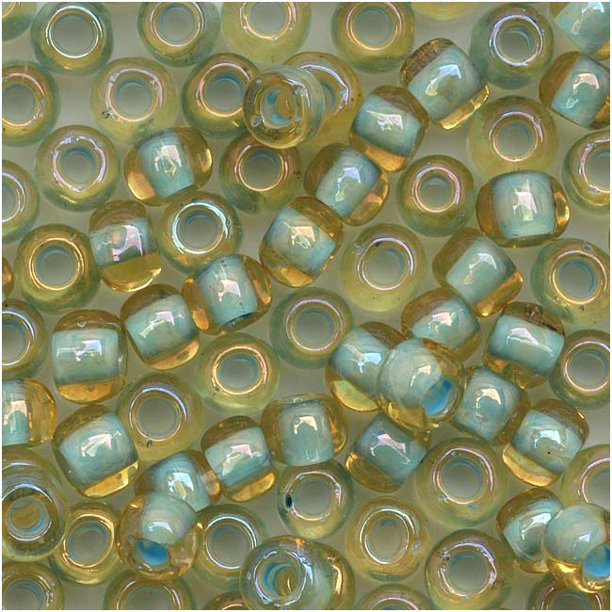 Toho Round Seed Beads 6/0 952 'Rainbow Lt Topaz/Sea Foam Lined' 8 Gram