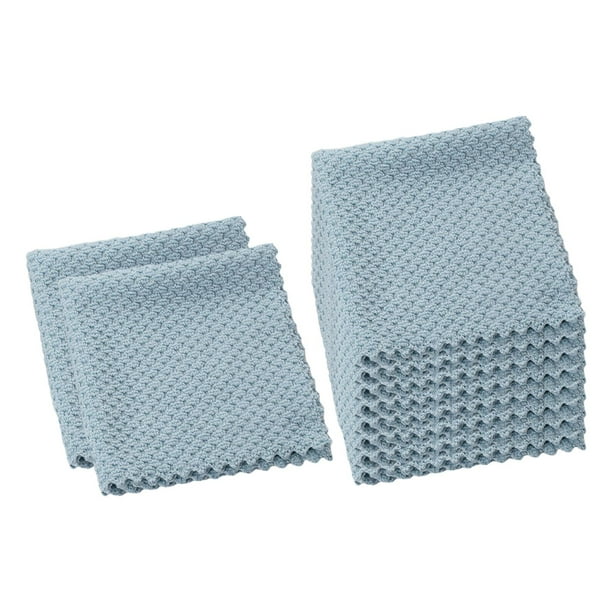 10x paño de limpieza de microfibra, toalla absorbente para paño de cocina húmedo y seco, trapo de limpieza de ventanas para lavar platos, cocina Azul claro perfecl Paños de limpieza