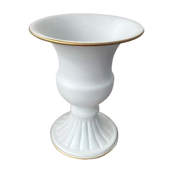 Metal European Urn Vase Vintage White Roman Column Planter Minimalist Mini Vases for Home Office Wedding Party Decor