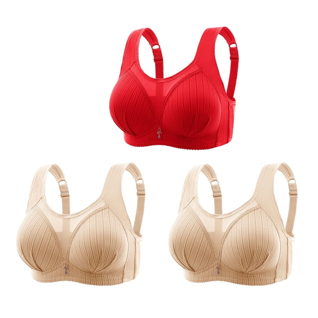 Timegard Soutien-Gorge 3 Pcs pour Femmes Sans Armature Bretelles Réglables Soutien Complet Confortable pour Aînés