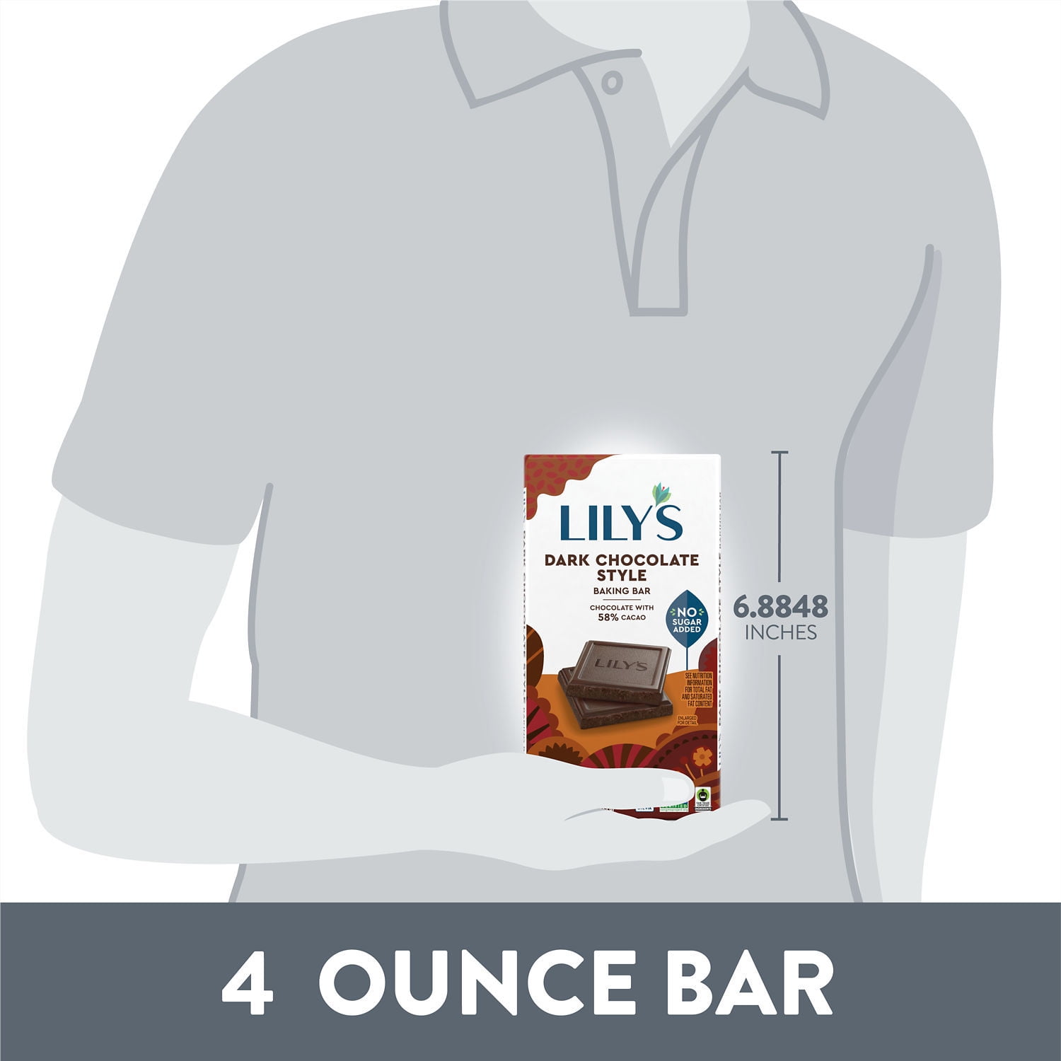 (3 pack) LILY'S Dark Chocolate Style Baking Bar, No Sugar Added, Gluten Free, 4 oz