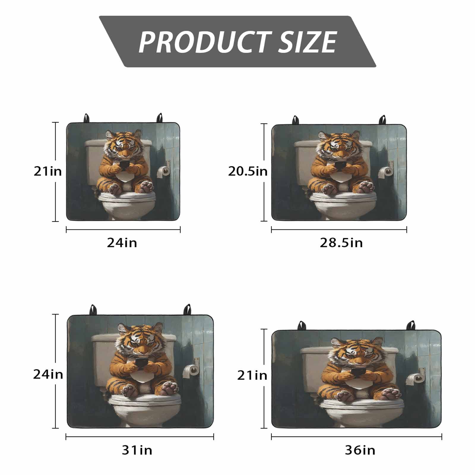 Bathroom Tiger Stove Top Cover for Electric Stove, Heat-proof & Non Slip Glass Top Stove Cover Protector, Toilet Animals Vintage Kitchen Flat Cooktop Rubber Mat 24x21 Inches