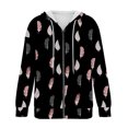 thumbnail image 5 of Pntutb moda mujer manga larga cremallera frente abierto suelta prendas de vestir exteriores blusa estampada abrigo Tops bolsillos blusa con capucha liquidación Pntutb Pntutb-6450, 5 of 5