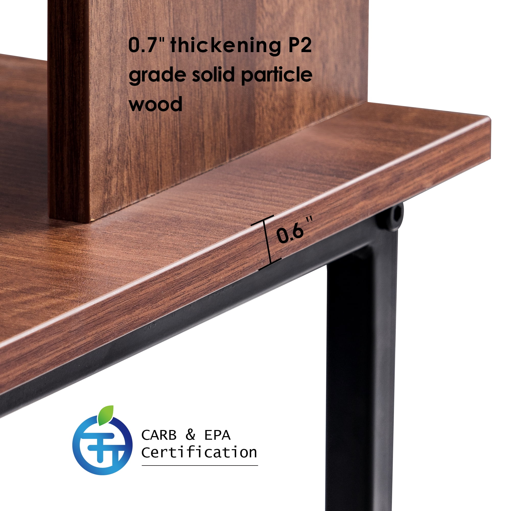 MCombo 63" L-Shaped Computer Desk with Hutch, Large Monitor Stand Desk Workstation