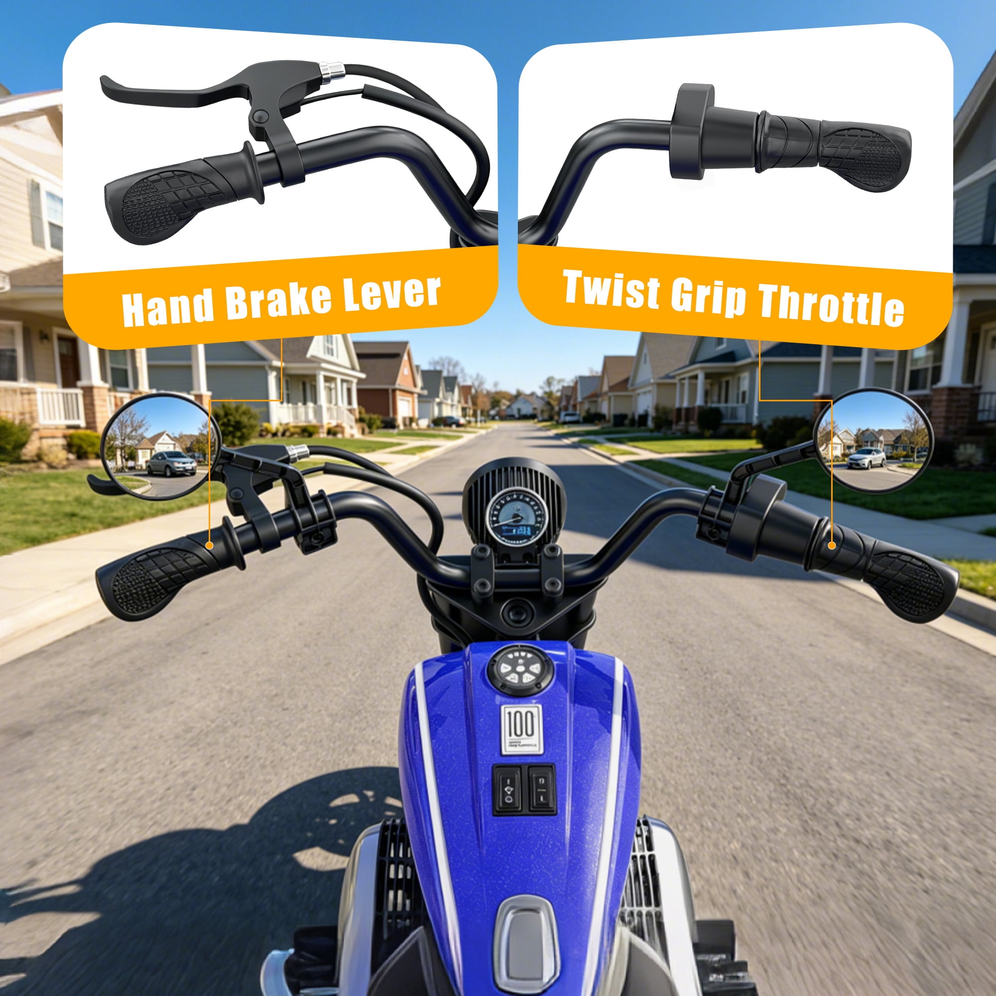 SaveJoy BMW Licensed 24V 9Ah Kids Ride On Motorcycle, Powered Electric Dirt Bike with Removable Training Wheels and Suspension for Boys Girls Ages 3-8, Blue
