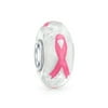 Breast Cancer Survivor Glow Murano Glass Sterling Silver Bead Charm