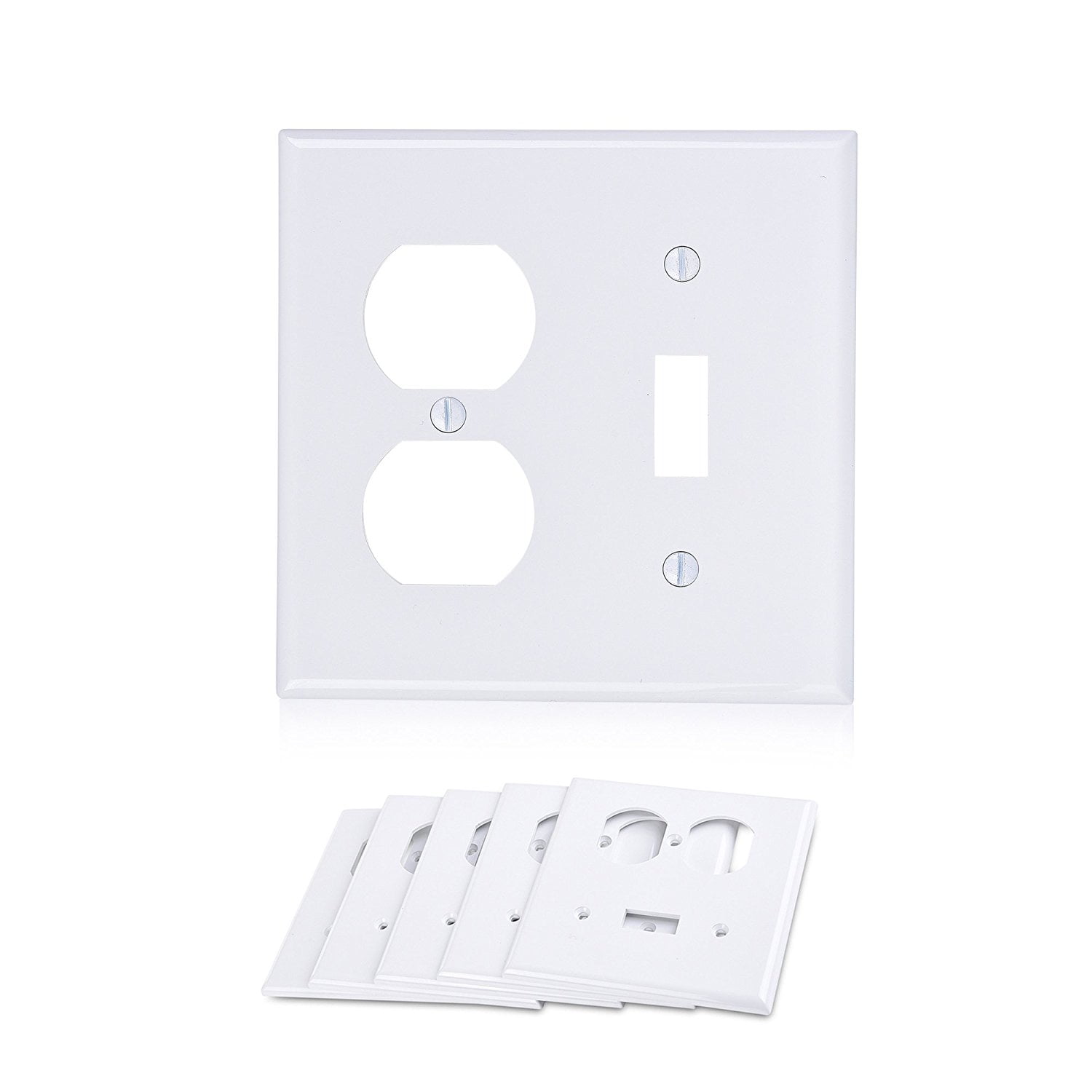 Double Gang Wall Plate Cover for Decorator Device in White Cable Matters 5-Pack Toggle Switch Wall Switch Cover 