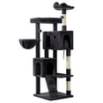 thumbnail image 3 of Amolife 64" Large Cat Tree and Tower with Stair, Condo House & Scratching Posts for Indoor Cats, Dark Blue, 3 of 10
