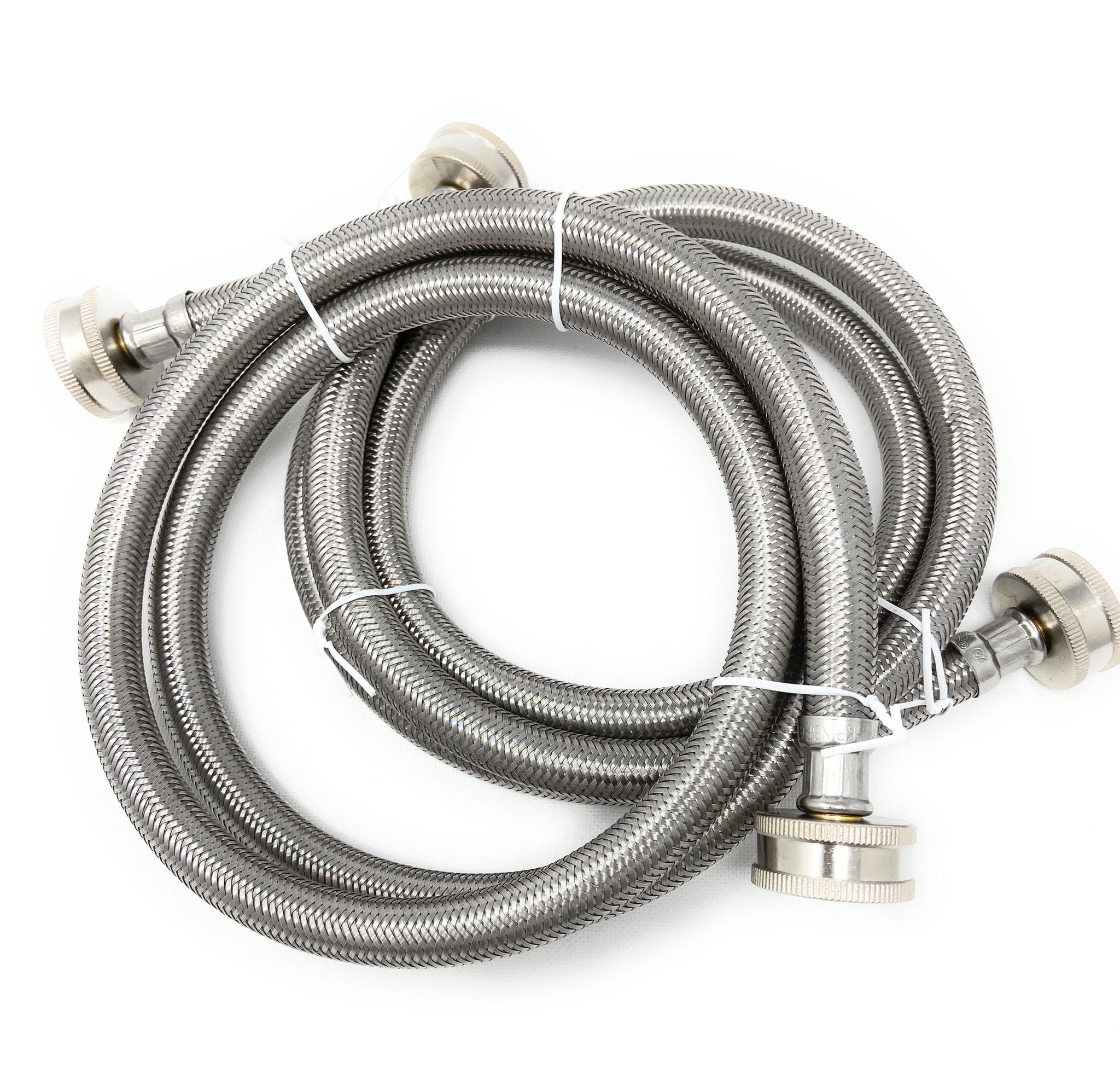 Stainless Steel Washing Machine 90 Degree 5' Set Inlet Fill Hoses with Washers 
