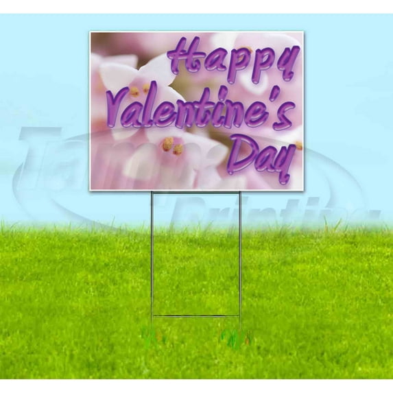 Happy Valentines Day (18" x 24") Yard Sign, Includes Metal Step Stake