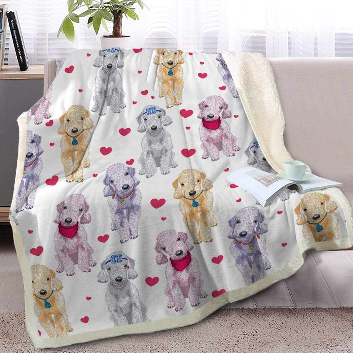 Throw, 50 x 60 Inches BlessLiving Shih Tzu Blanket Red Hearts Dog Fleece Plush Blanket Cute Puppy for Kids Adults 3D Animal Print Sherpa Blanket Gift for Pet Lovers 
