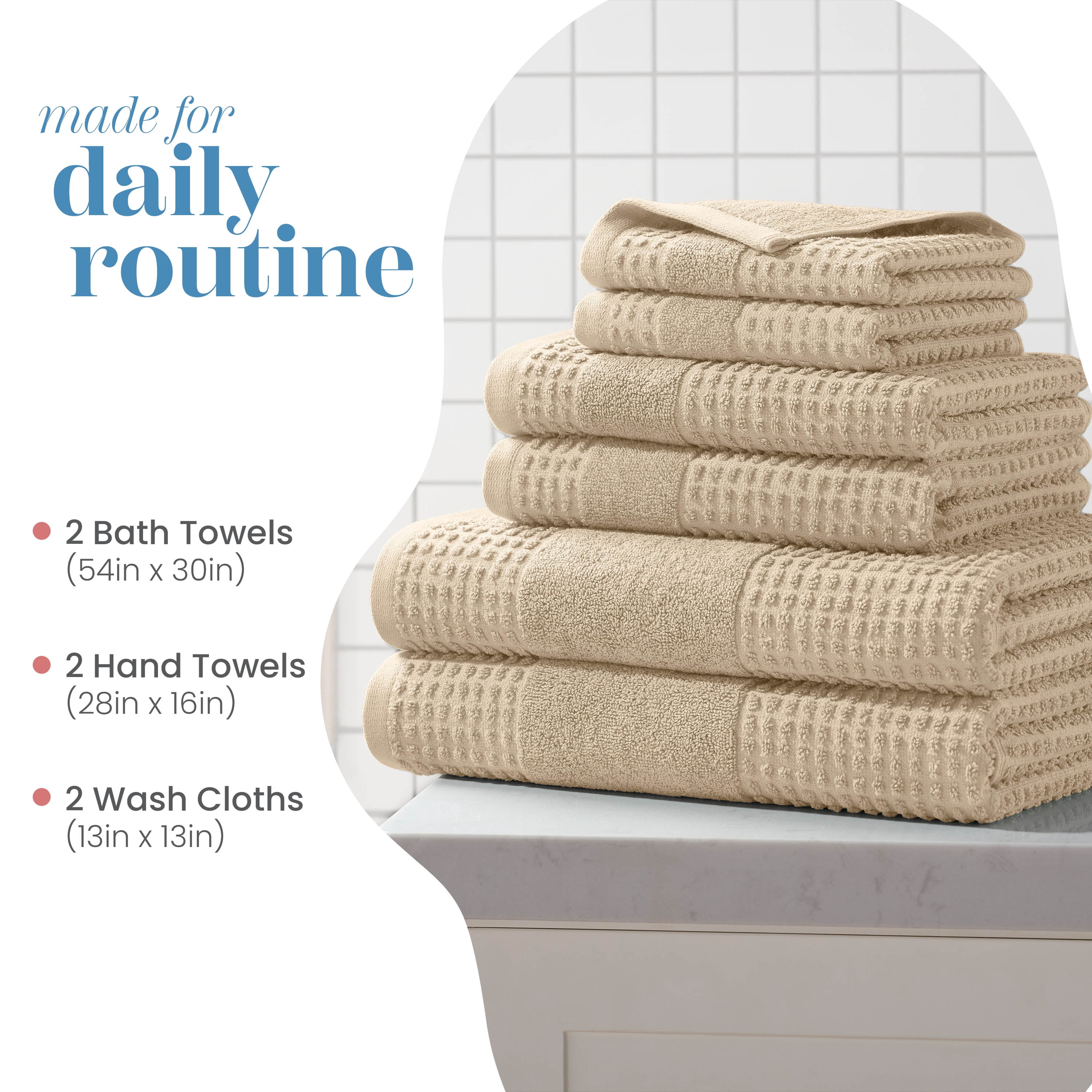 Martex Expression Air Sculpted 6-Piece Towel Set, Sand