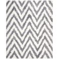 thumbnail image 1 of Safavieh Chevron Shag Collection SG250C Handmade Ivory and Grey Area Rug (4' x 6'), 1 of 3