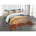 thumbnail image 3 of Ambesonne Scenery Quilted Bedspread Set 3 Pcs, Sea Honeymoon Travel, Queen Size, Blue Yellow Brown, 3 of 5