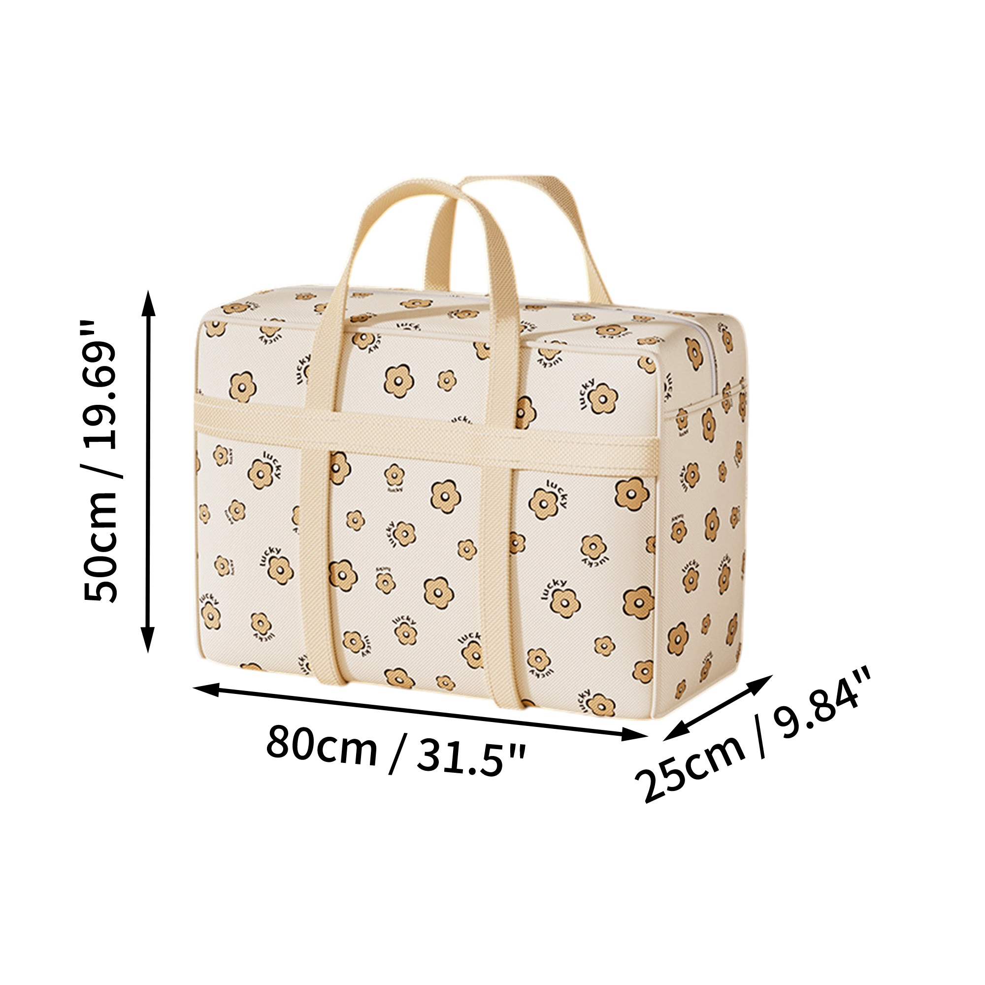 Unique Bargains Durable Dog Pattern Storage Bag Storage Bins 1 Pc Beige Flower Giant