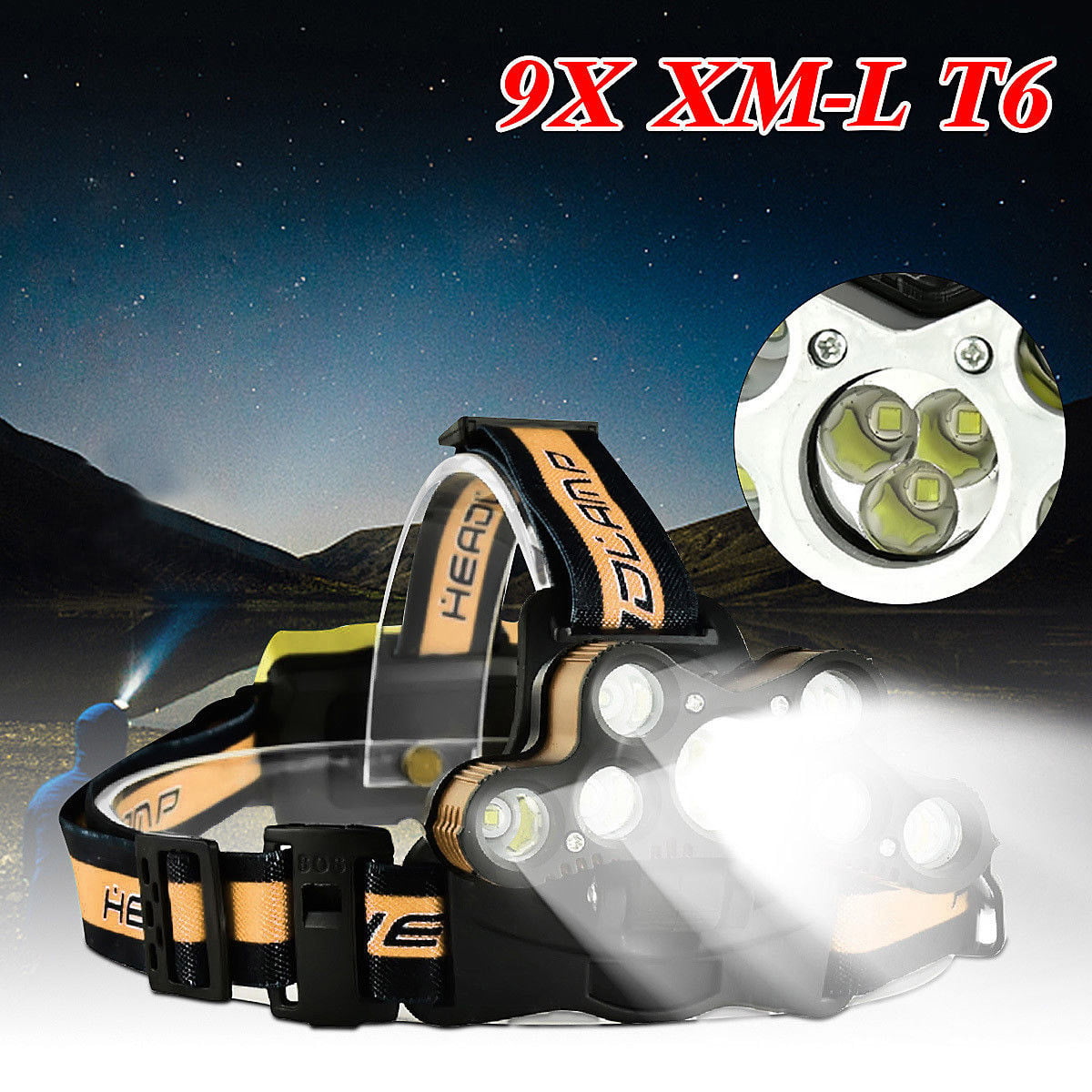 Rechargeable Tactical 120000LM T6 LED Headlamp 18650 Headlight Head Torch Light. 