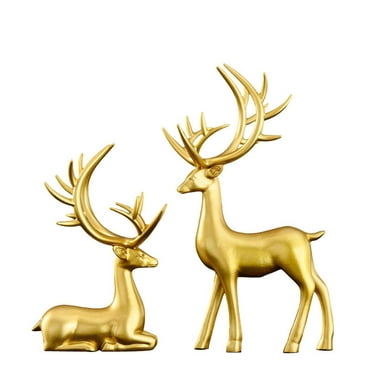 Reindeer Christmas Decorations Deer Ornaments 2Pcs Resin Sitting and ...