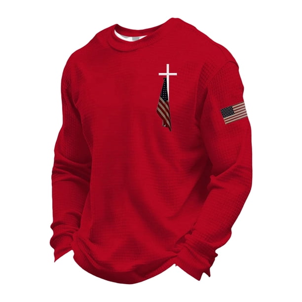 Camisetas de Manga Larga para Hombres Blusa de Cuello Redondo, Manga Larga Cómoda de Poliéster para el Uso Diario