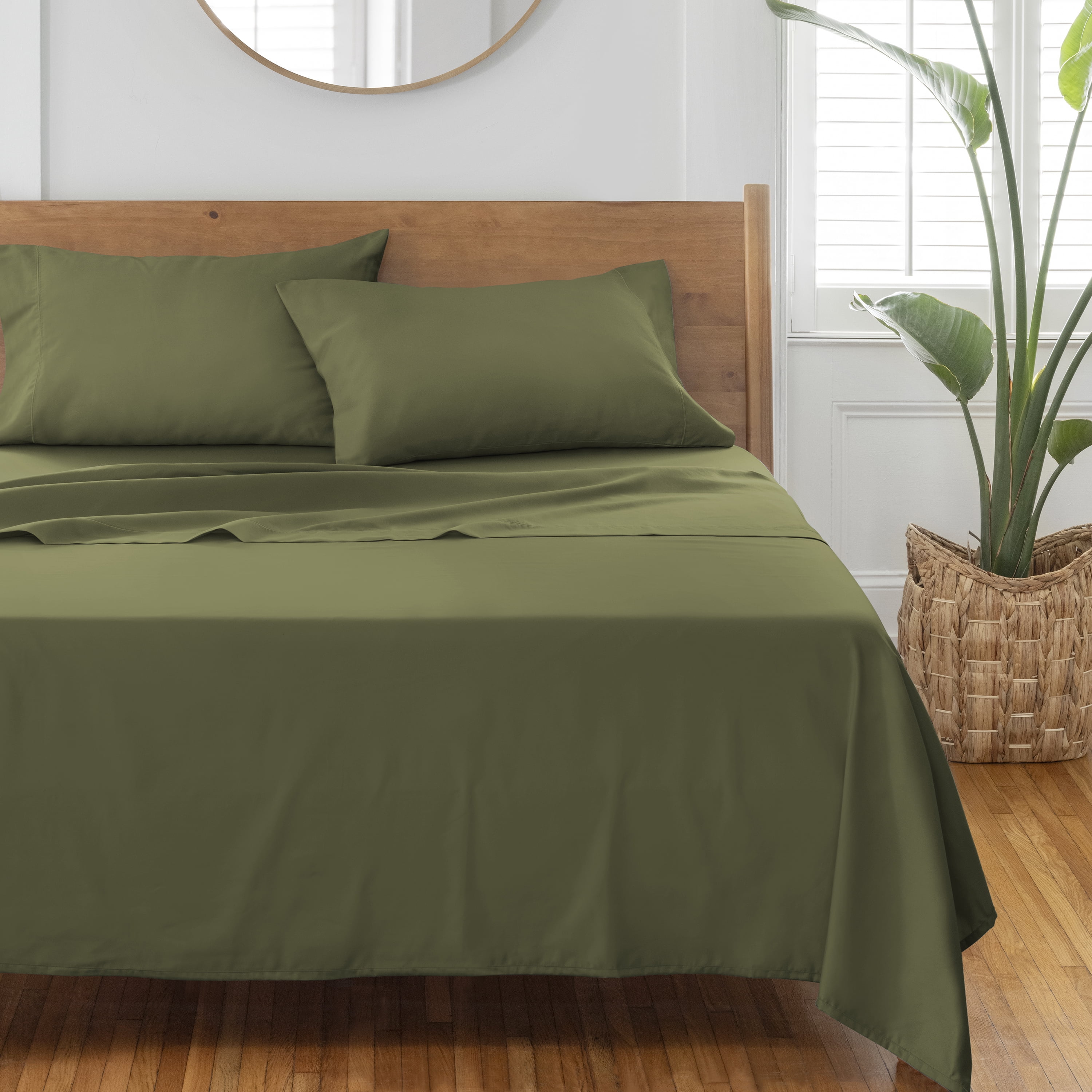 Better Homes & Gardens 3-Piece 400 Thread Count Dark Cilantro Performance Bed Sheet Set, Twin