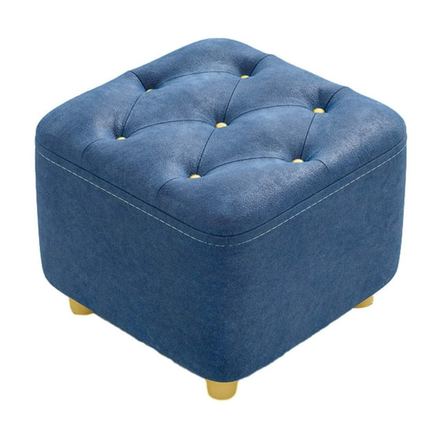 Reposapiés Asiento Acolchado Reposapiés Cuadrado Para Mesita De Noche Sala De Estar Vestidor Azul Oscuro Sunnimix Escabel
