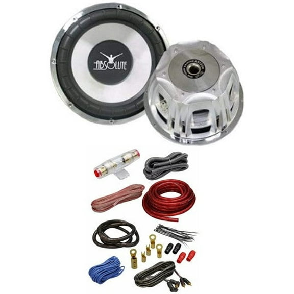 Absolute Axis Series AX1000 10" 1000W Power Subwoofer & 4 Gauge Amp Kit