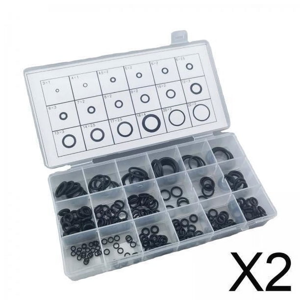 Juntas tóricas,Juntas tóricas de gel Juego de anillos de goma Arandela aplastante,Juego de surtido de juntas tóricas duraderas 18 tamaños 225 piezas,Junta de arandela de sellado Junta