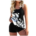 thumbnail image 2 of Plus Size Tankini Swimsuits for Women 2024 Strappy Tank Top with Boyleg Shorts 2 Piece Bathing Suits Swimwear (XX-Large, Black 04), 2 of 5
