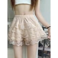 thumbnail image 4 of Rdhnmea Women’s Layered Ruffle Shorts Casual Elastic Waist Lace Bloomers, 4 of 9