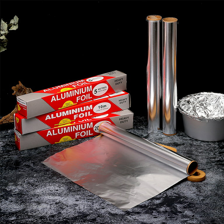 Professional Household Aluminum Foil Roll (12 Inches x 16.5 Feet Foot Roll) with Sturdy Corrugated Cutter Box - Food Safe Foil Wrap - Best Kitchen