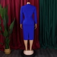 thumbnail image 4 of AURA Plus Size Pencil Midi Dress Round Neck High Waist Bodycon Ruched 9 10 Sleeve Elegant Work Dress, 4 of 9