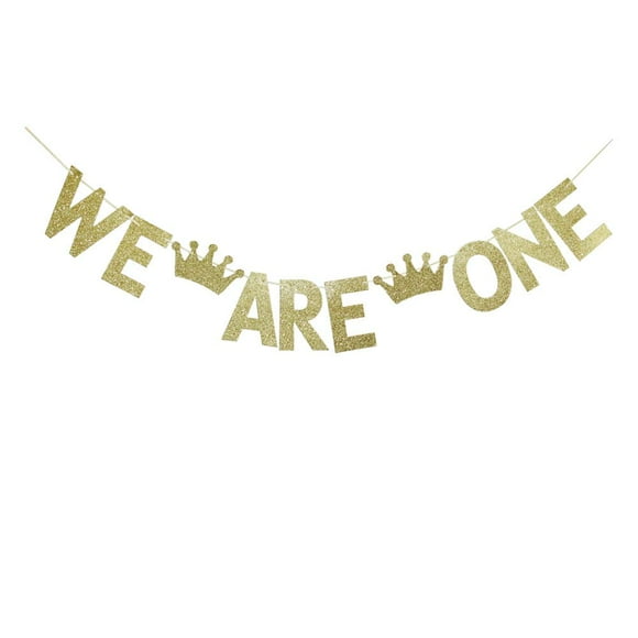 We are One Banner for Baby Twins' First Birthday Party Sign Decorations, Twins' 1st Birthday Party Supplies