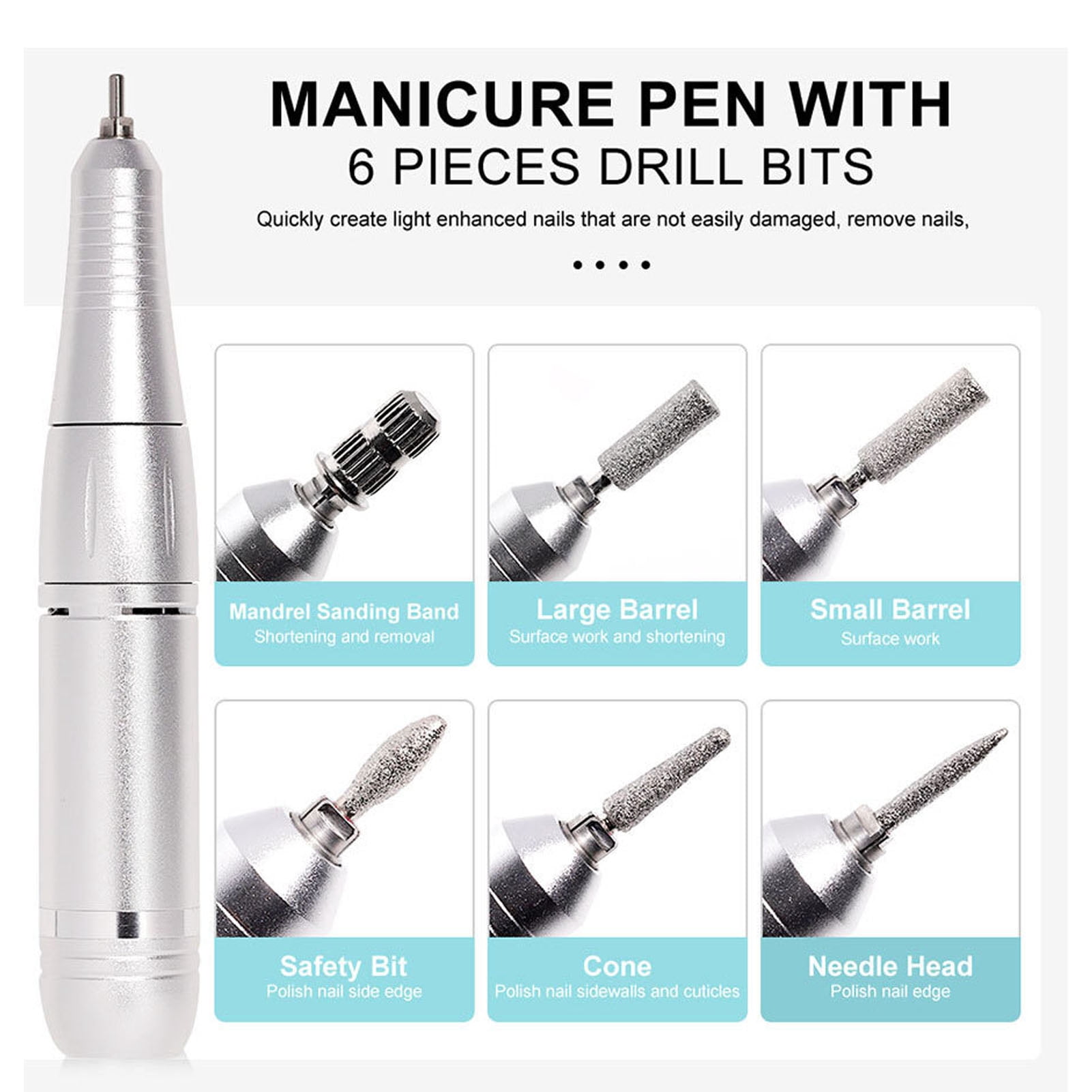 BIMZUC Professional Electric Nail Drill Machine 45000 RPM Portable Efile Rechargeable Manicure Pedicure Kit (8.66 inches / 22 cm)