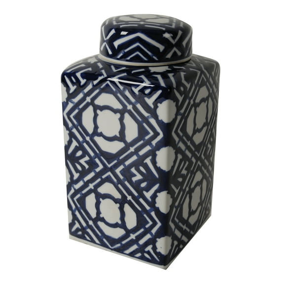 Blue and White Ginger Jar with Lid, Table Accent